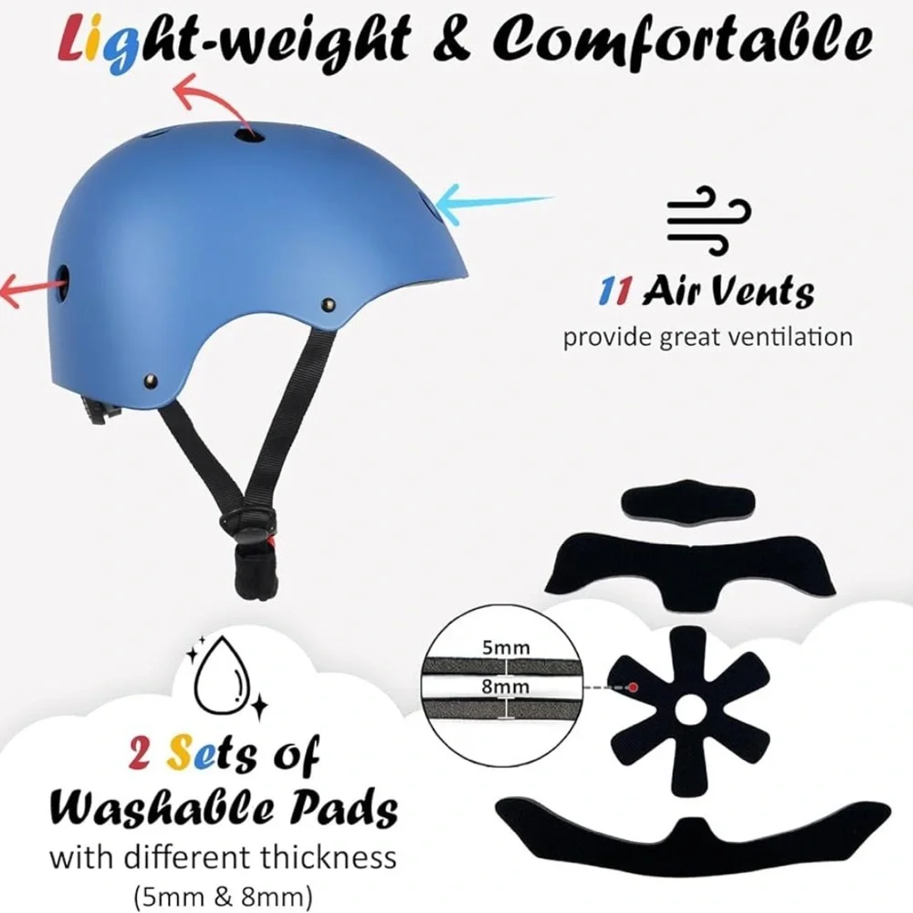 Kids Bike Helmet, Adjustable And Multi-Sport, From Toddler To Youth S/ 724
